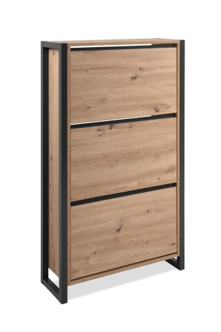 Schuhkipper >Denver< 3 Klappen, Dekor Artisan Eiche Dekor / anthrazit - 70x125x25cm (BxHxT)