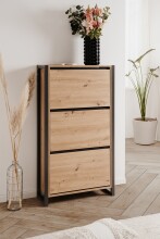 Schuhkipper >Denver< 3 Klappen, Dekor Artisan Eiche Dekor / anthrazit - 70x125x25cm (BxHxT)