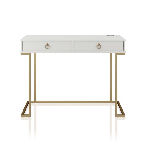 Konsolentisch >Majvi< in Weiß, MDF/Metall - 106x79x50cm (BxHxT)
