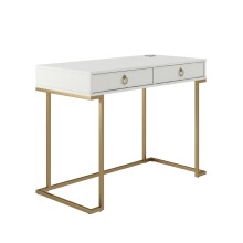 Konsolentisch >Majvi< in Weiß, MDF/Metall - 106x79x50cm (BxHxT)