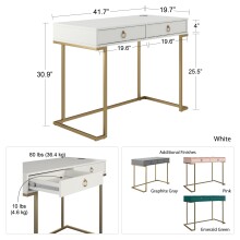 Konsolentisch >Majvi< in Weiß, MDF/Metall - 106x79x50cm (BxHxT)