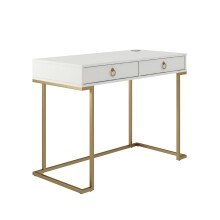 Konsolentisch >Majvi< in Weiß, MDF/Metall - 106x79x50cm (BxHxT)