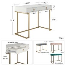 Konsolentisch >Majvi< in Weiß, MDF/Metall - 106x79x50cm (BxHxT)
