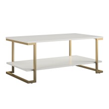 Couchtisch >Majvi< in Weiß, MDF/Metall - 106x46x60cm (BxHxT)