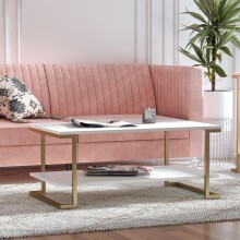 Couchtisch >Majvi< in Weiß, MDF/Metall - 106x46x60cm (BxHxT)