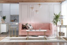 Couchtisch >Majvi< in Weiß, MDF/Metall - 106x46x60cm (BxHxT)