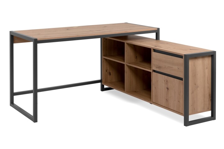 Eckschreibtisch >Denver< 1 Türe, 1 Schub, Dekor Artisan Eiche  / anthrazit - 139x75x139 (B/H/T)