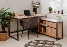 Eckschreibtisch >Denver< 1 Türe, 1 Schub, Dekor Artisan Eiche  / anthrazit - 139x75x139 (B/H/T)