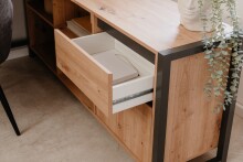 Eckschreibtisch >Denver< 1 Türe, 1 Schub, Dekor Artisan Eiche  / anthrazit - 139x75x139 (B/H/T)