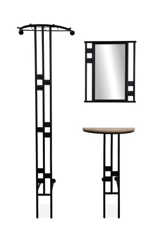 Kompaktgarderobe >Corby< (3-teilig) in schwarz / Dekor Artisan Eiche - 55x185x28,5 (BxHxT)