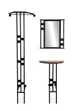 Kompaktgarderobe >Corby< (3-teilig) in schwarz / Dekor Artisan Eiche - 55x185x28,5 (BxHxT)