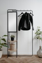Kompaktgarderobe >Luton< Spiegel, Ablagen, schwarz / Dekor Artisan Eiche - 100x185x37 (BxHxT)