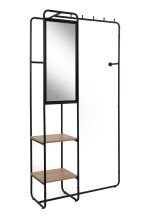 Kompaktgarderobe >Luton< Spiegel, Ablagen, schwarz / Dekor Artisan Eiche - 100x185x37 (BxHxT)
