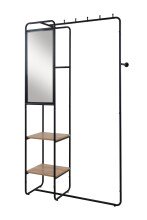 Kompaktgarderobe >Luton< Spiegel, Ablagen, schwarz / Dekor Artisan Eiche - 100x185x37 (BxHxT)