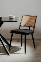 Stuhl >Schiller< (4er-Set) schwarz / Dekor Geflecht natur - 47x79x48,5 (B/H/T)