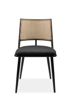 Stuhl >Schiller< (4er-Set) schwarz / Dekor Geflecht natur - 47x79x48,5 (B/H/T)