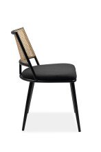 Stuhl >Schiller< (4er-Set) schwarz / Dekor Geflecht natur - 47x79x48,5 (B/H/T)
