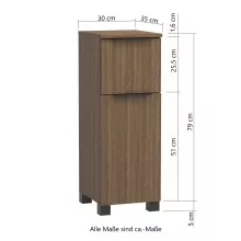 Unterschrank >Lille< in Canello-Eiche Dekor - 30x79x35cm (BxHxT)