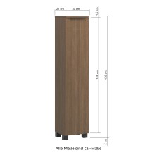 Hochschrank >Lille< in Canello-Eiche Dekor - 30x130x27cm (BxHxT)