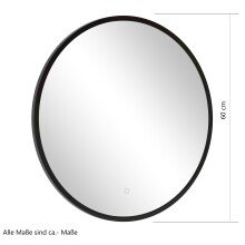 LED-Lichtspiegel >Lille< in schwarz, Metall - 60x60cm (BxH)