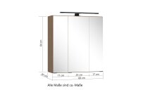 Badezimmerspiegelschrank >Lille< Canello-Eiche Dekor - 60x64x20cm (BxHxT)