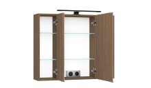 Badezimmerspiegelschrank >Lille< Canello-Eiche Dekor - 80x64x20cm (BxHxT)