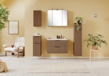 Badezimmerspiegelschrank >Lille< Canello-Eiche Dekor - 80x64x20cm (BxHxT)