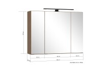 Badezimmerspiegelschrank >Lille< Canello-Eiche Dekor - 80x64x20cm (BxHxT)
