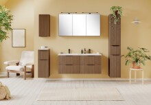 Badezimmerspiegelschrank >Lille< Canello-Eiche Dekor - 120x64x20 (BxHxT)