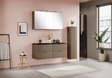 Badezimmerspiegelschrank >Lille< Canello-Eiche Dekor - 120x64x20 (BxHxT)