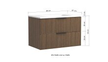 Waschtisch-Set >Lille< in Canello-Eiche Dekor - 80x54x47cm (BxHxT)