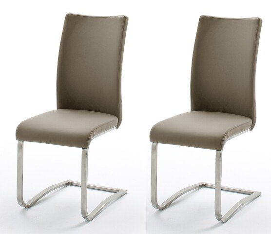 Esszimmerstuhl >Muvo I< (2er Set) in Cappuccino aus Metall - 43x103x52cm (BxHxT)