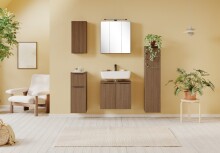 Waschbeckenunterschrank >Lille< in Canello-Eiche Dekor - 60x54x35cm (BxHxT)