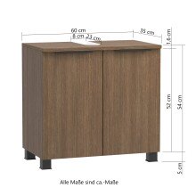 Waschbeckenunterschrank >Lille< in Canello-Eiche Dekor - 60x54x35cm (BxHxT)