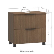 Waschbeckenunterschrank >Lille< in Canello-Eiche  Dekor - 60x54x35cm (BxHxT)