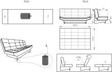 Schlafsofa >PATCH 2 Schlafsofa< Liegefläche 188x118cm, denim - 188x90x89 (BxHxT)