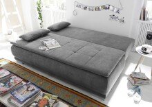 Schlafsofa >LUIGI LUX 3DL< Liegefläche 160x200cm, Bezug dark grey - 211x93x103 (BxHxT)