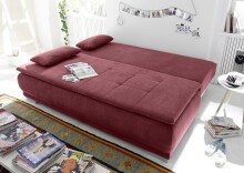 Schlafsofa >LUIGI LUX 3DL< Liegefläche 160x200cm, Bezug berry - 211x93x103 (BxHxT)