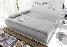 Schlafsofa >LUIGI LUX 3DL< Liegefläche 160x200cm, Bezug silver - 211x93x103 (BxHxT)
