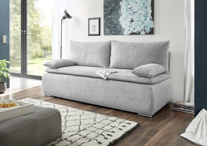 Schlafsofa >JANA 3DL< Liegefläche 208x160cm, silver - 208x102x95 (BxHxT)