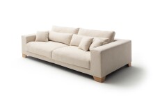 Big-Sofa >Phebe< 7 Kissen, Daune, Bezug in creme - 286x90x141cm (BxHxT)