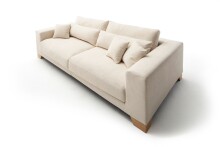 Big-Sofa >Phebe< 7 Kissen, Daune, Bezug in creme - 286x90x141cm (BxHxT)