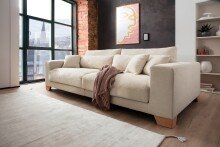Big-Sofa >Phebe< 7 Kissen, Daune, Bezug in creme -...
