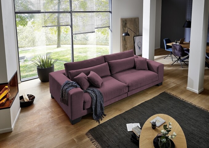 Big-Sofa >Phebe< 7 Kissen, Daune, Bezug rot - 286x90x141cm (BxHxT)
