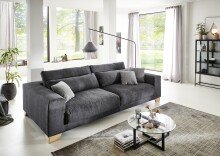 Big-Sofa >Phebe< 7 Kissen, Daune, Bezug schwarz -...