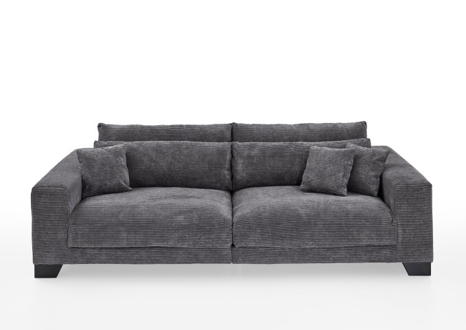 Big-Sofa >Phebe< 7 Kissen, Daune, Bezug dunkelgrau - 286x90x141cm (BxHxT)