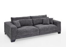 Big-Sofa >Phebe< 7 Kissen, Daune, Bezug dunkelgrau - 286x90x141cm (BxHxT)