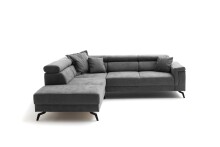 Wohnlandschaft >Silvie< Stauraum, elektr. Sitzverstellung, grau - 266x98x238 (BxHxT)