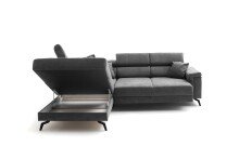 Wohnlandschaft >Silvie< Stauraum, elektr. Sitzverstellung, grau - 266x98x238 (BxHxT)