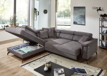 Wohnlandschaft >Silvie< Stauraum, elektr. Sitzverstellung, grau - 266x98x238 (BxHxT)